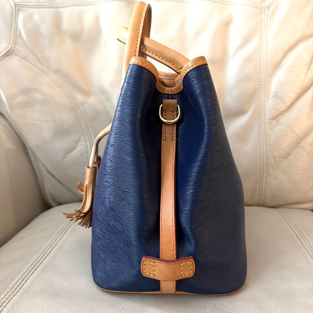 Dooney & Bourke Bucket Satchel Bag Coated Canvas Leather Blue - Picture 2 of 16